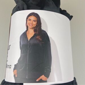 Felina Velour Hoodie & Jogger Set Women’s Small Black Lounge Set NEW